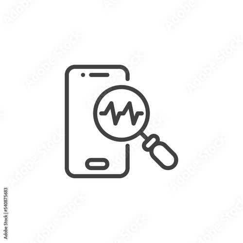 Mobile phone diagnostic line icon