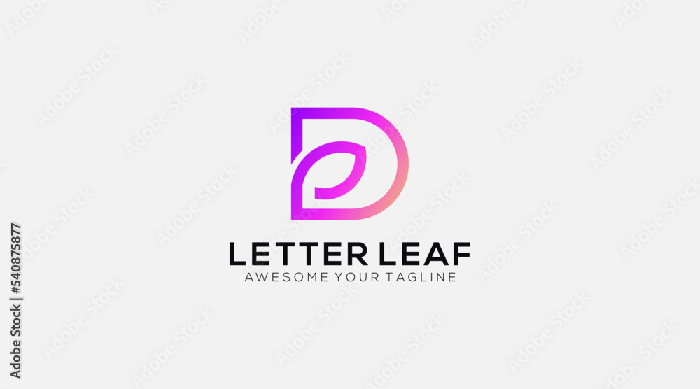 Awesome Letter D Leaf Premium Logo design vector template
