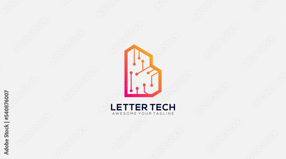 Tech Letter B Logo. Futuristic Vector Logo Template 