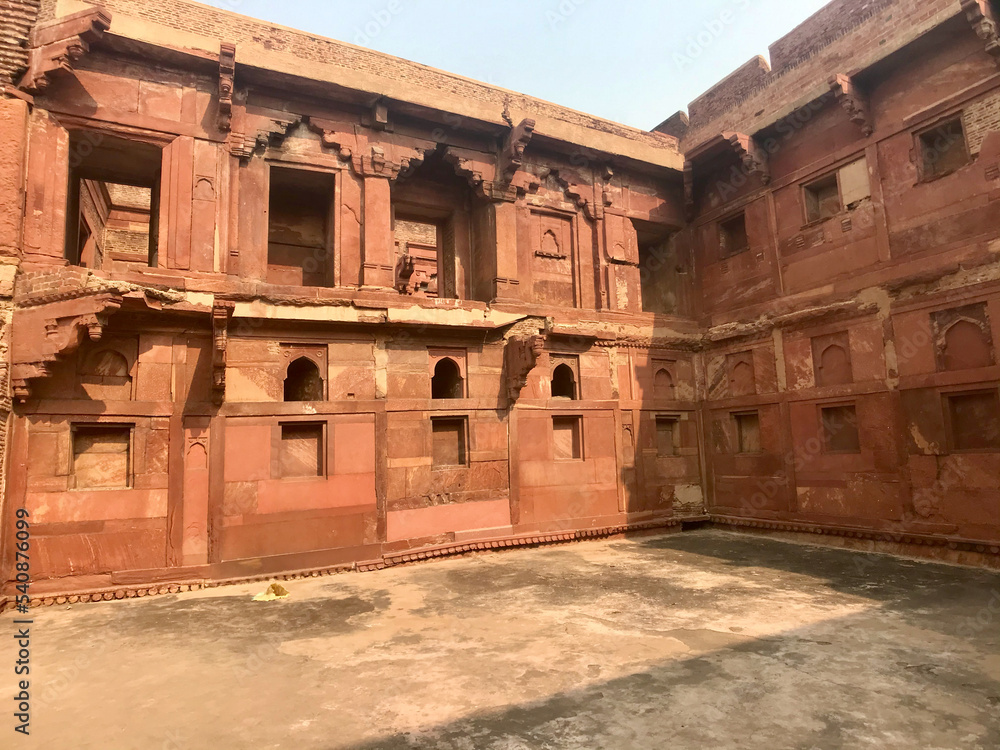 Agra, India, November 2019 - A close up of an old building