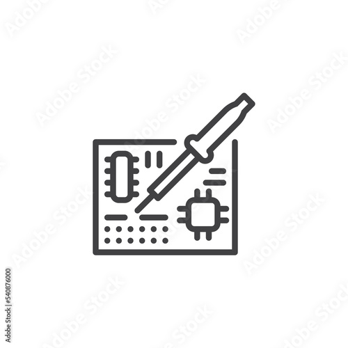 Circuit board soldering line icon