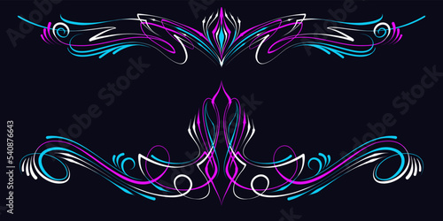 Vintage floral ornament element fit for vehicle, custom motorcycle, truck, wrapping, sticker, decal, airbrush, tattoo, apparel, banner, wallpaper. Vector eps 10