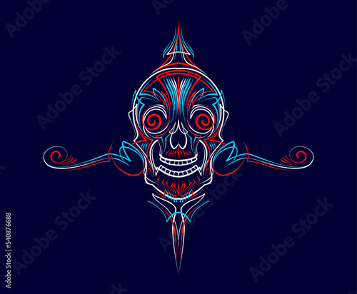 Floral artistic of skull line art color element illustration fit for mascot, logo, symbol, apparel, skateboard, vehicle, motorbikes, truck, wrapping, sticker, decal. Vector eps 10