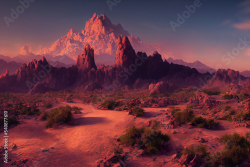 desert background  rocky terrain  landscape  concept art  digital illustration