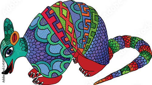 Mexican Designs colourful animals armadillo