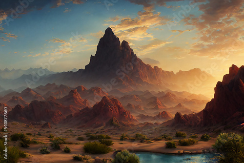 desert background, rocky terrain, landscape, concept art, digital illustration © Badger