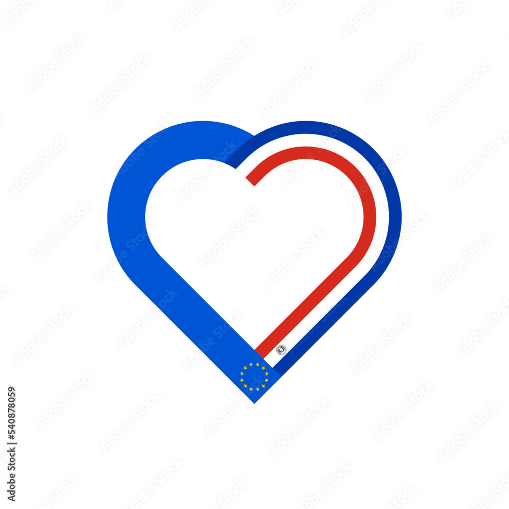 friendship concept. heart ribbon icon of european union and paraguay flags. vector illustration isolated on white background