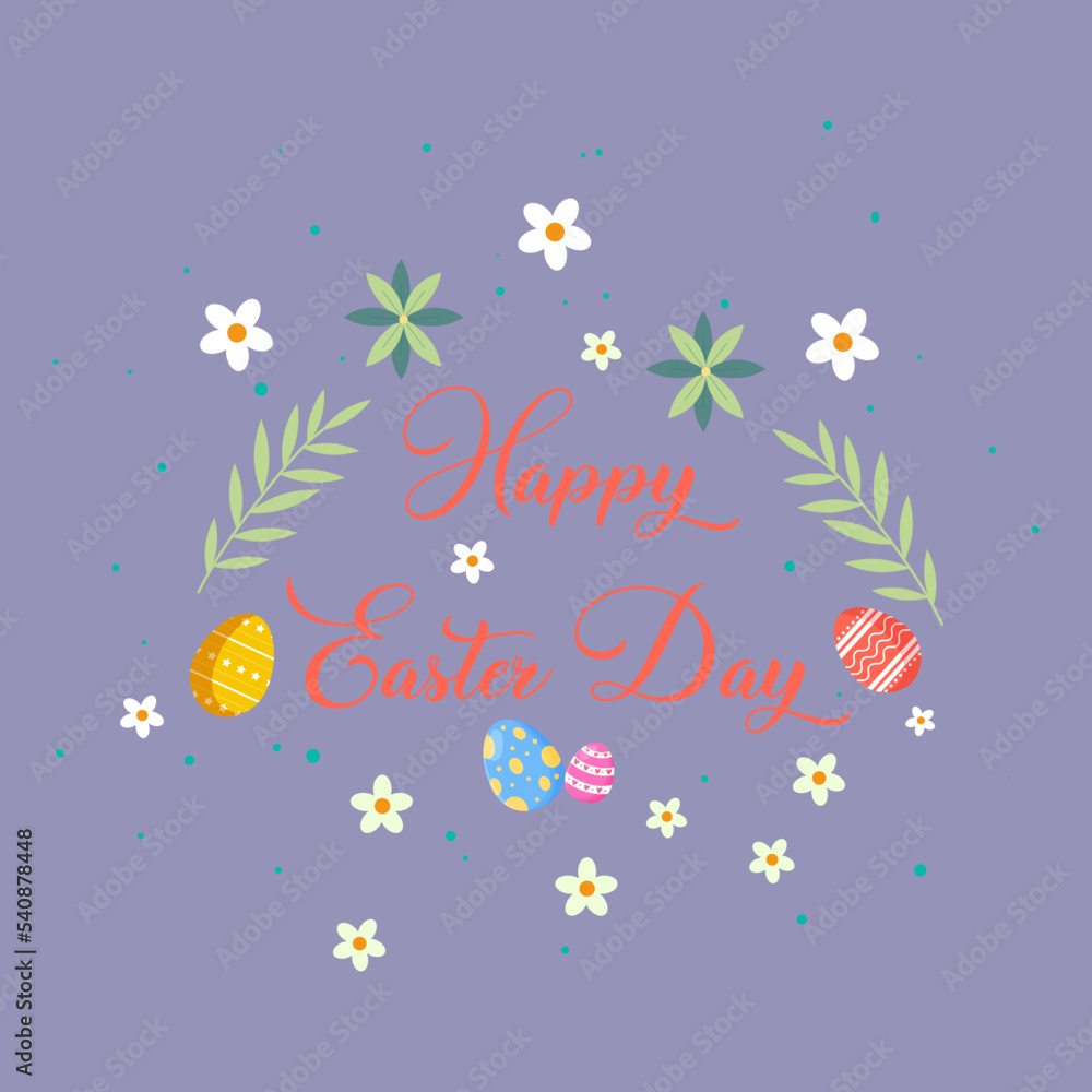 Happy Easter Congratulatory Easter Background. Easter Eggs and Flowers. Background with Selective Focus | Easter Poster and Banner Template with Easter Eggs Solid Background | Greetings for Easter Day