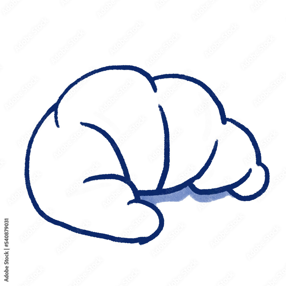 Croissant hand drawn illustration in cartoon design Croissant hand drawn illustration in cartoon design