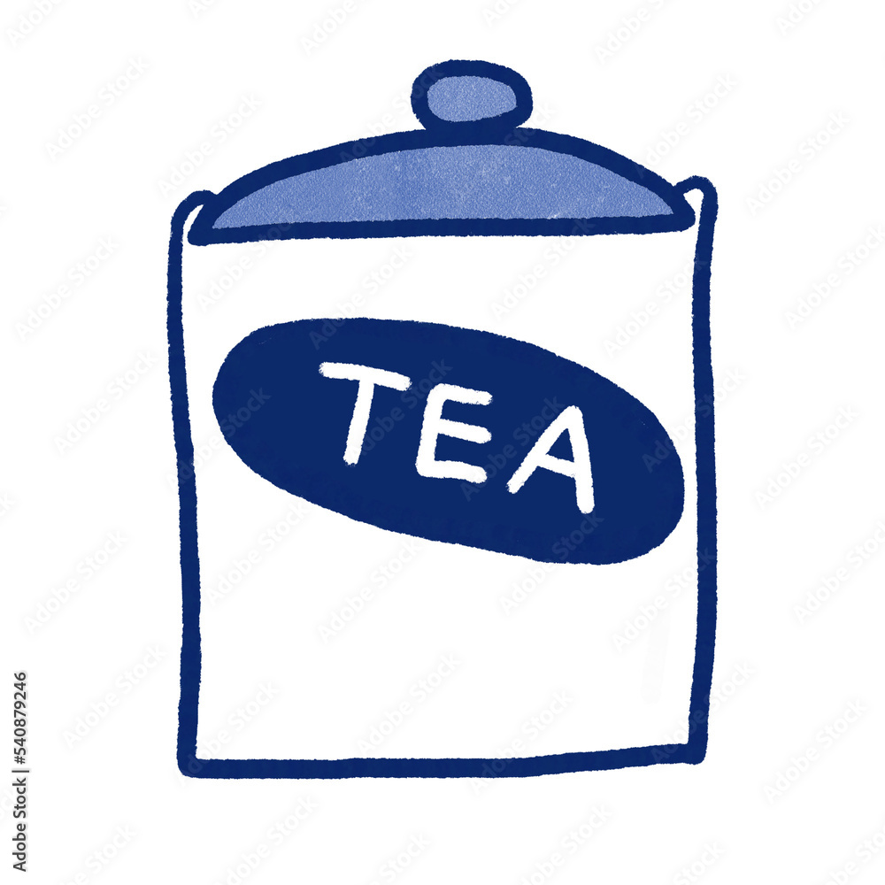 Tea canister hand drawn illustration in cartoon design Tea canister hand drawn illustration in cartoon design