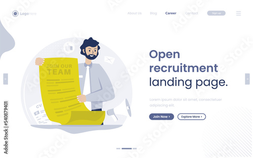 Join our team open recruitment illustration on web banner design