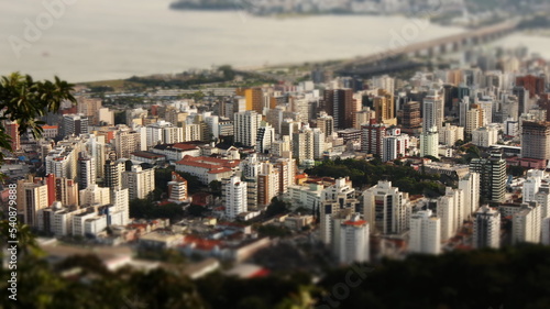 top view of the Florianópolis downtown city with miniature effect