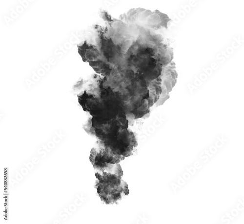 Abstract black puffs of smoke swirl overlay on transparent background pollution. Royalty high-quality free stock PNG image of abstract smoke overlays on white background. Black smoke swirls fragments