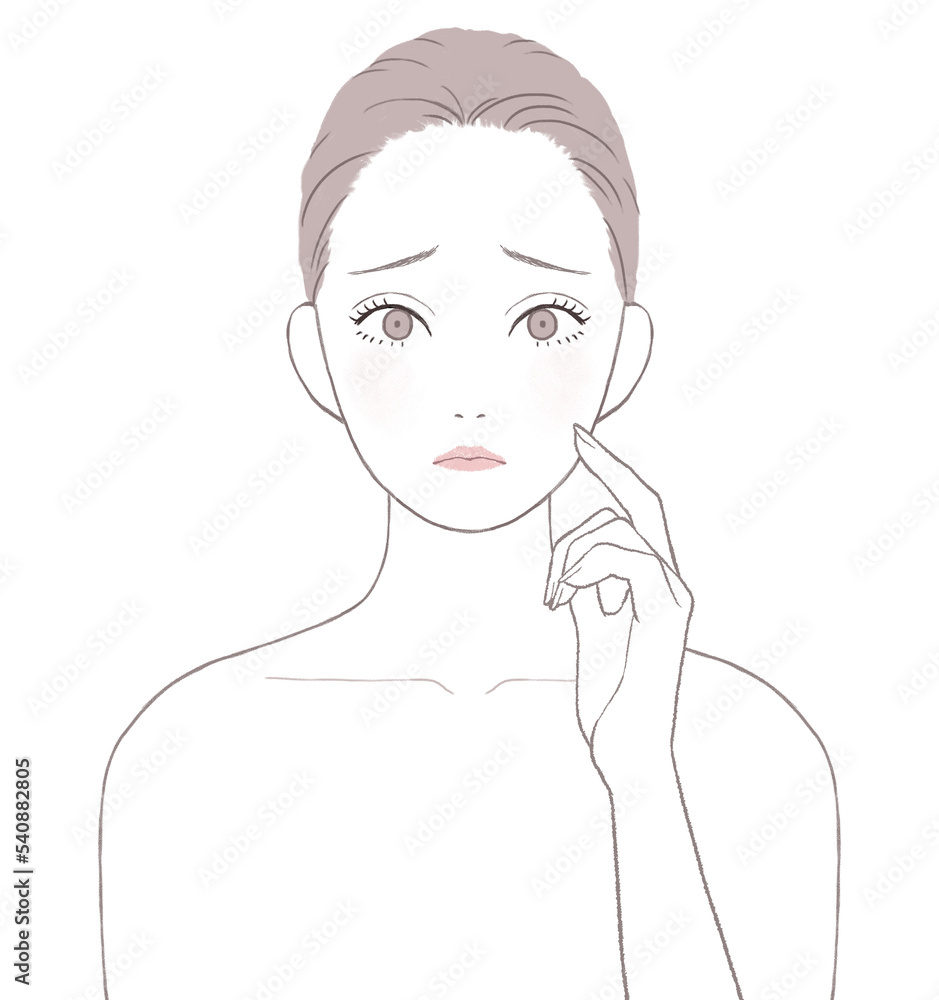 肌トラブルに悩む女性 肌トラブルに悩む女性