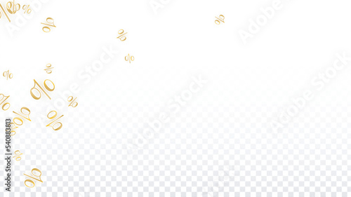 Luxury Vector Gold Percentage Sign Confetti on Transparent. Percent Sale Background. Business, Economics Print. Discount Illustration. Promotion Poster. Black Friday Banner. Special offer Template.