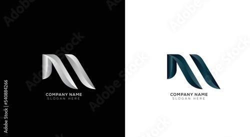 Minimal letter 3d M logo template