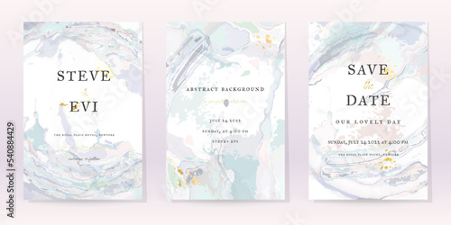 Marble Watercolor Set Art Design. Gold Invitation