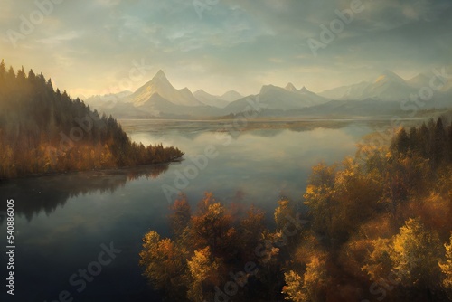 Autumn lake illustration