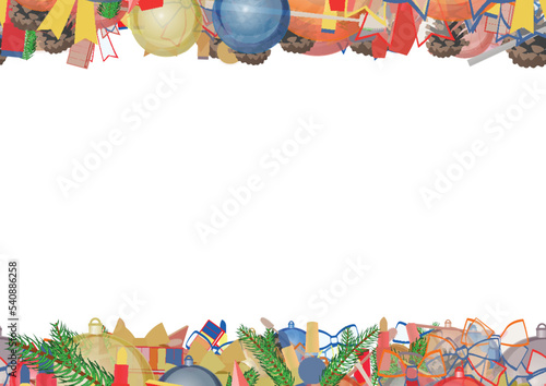 Background pattern abstract seamless design texture. Horizontal stripes. Border frame, transparent background. Theme is about winter, season, tones, dressing, glass bowl, evergreen, salon