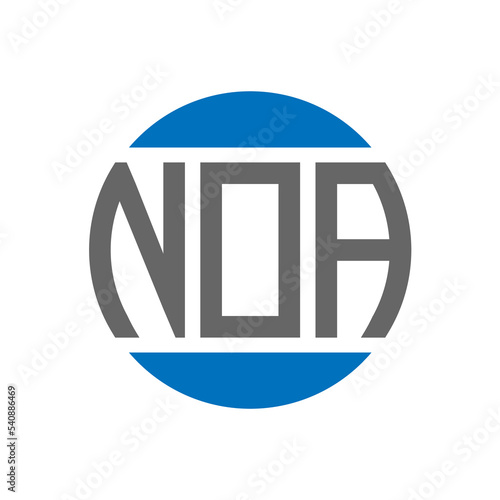 NOA letter logo design on white background. NOA creative initials circle logo concept. NOA letter design. photo