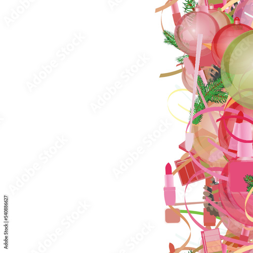 Background pattern abstract seamless design texture. Vertical stripe. Border frame, transparent background. Theme is about abstract, cosmetology, glare, new year, nail polish, branch, tones