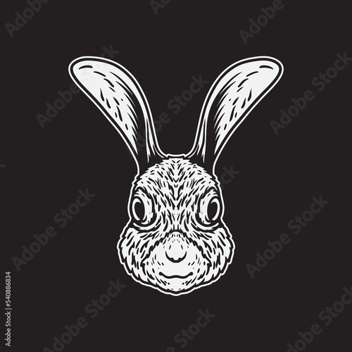Hand drawn of rabbit head vector illustration.