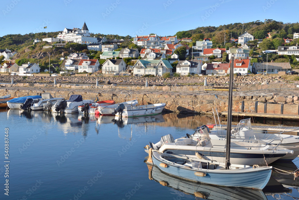 boats moored in the port of a small swedish seaside town Mölle