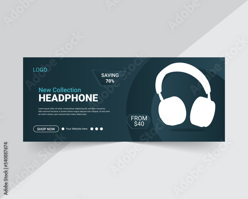 Headphone sale electronic agency social media  Banner design photo