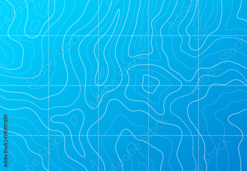 Fotomurale Sea or ocean line contour topographic map with vector pattern of abstract marine geographic landscape on blue background