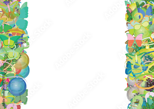 Background pattern abstract seamless design texture. Vertical stripes. Border frame, transparent background. Theme is about santa, season, Monarch, decoration, ornament, 2023, tree, irregular