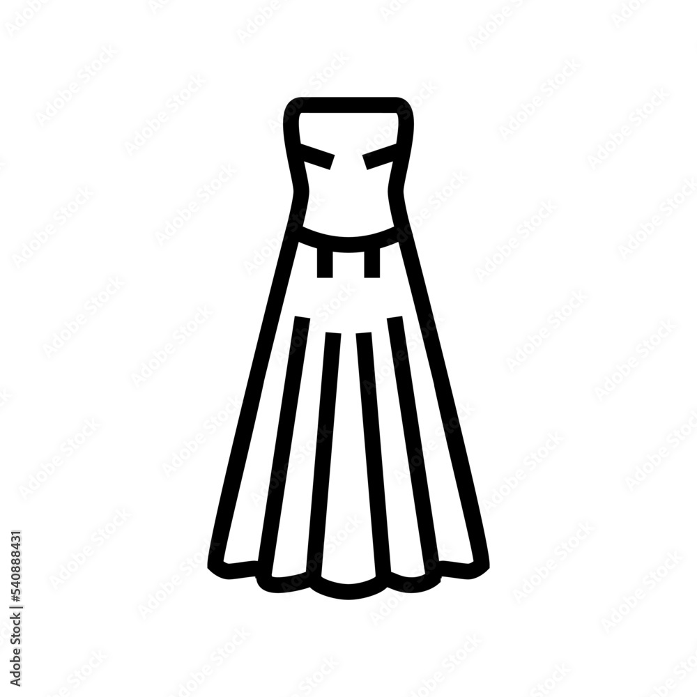 strapless bride dress line icon vector. strapless bride dress sign. isolated contour symbol black illustration strapless bride dress line icon vector. strapless bride dress sign. isolated contour symbol black illustration