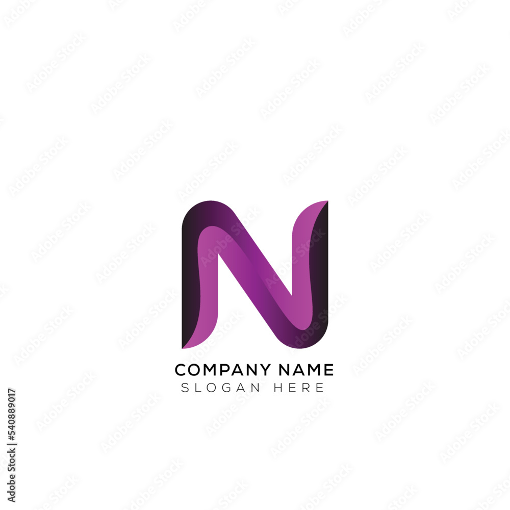 Gradient letter n logo design with black and white background Gradient letter n logo design with black and white background