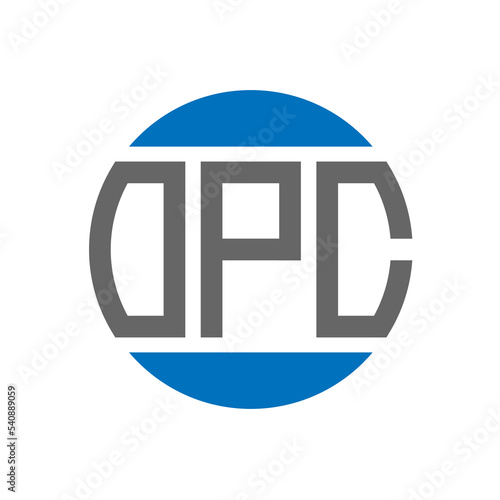 OPC letter logo design on white background. OPC creative initials circle logo concept. OPC letter design. photo