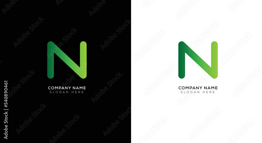 Gradient letter n logo design with black and white background Gradient letter n logo design with black and white background