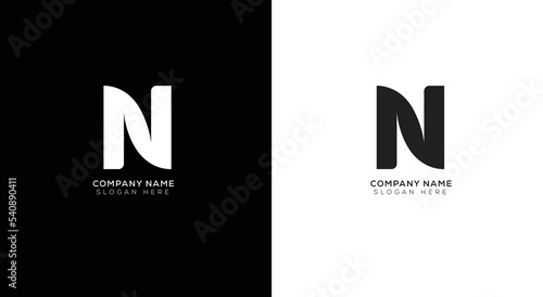 Gradient letter n logo design with black and white background