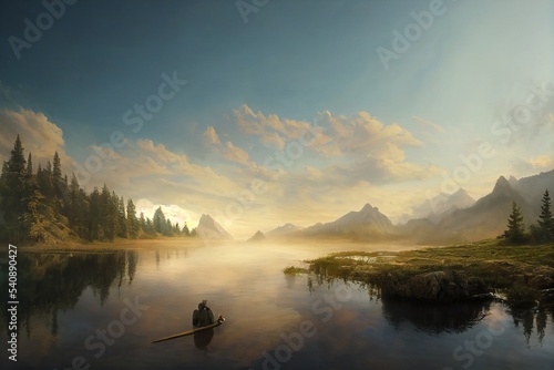 Fantasy lake illustration