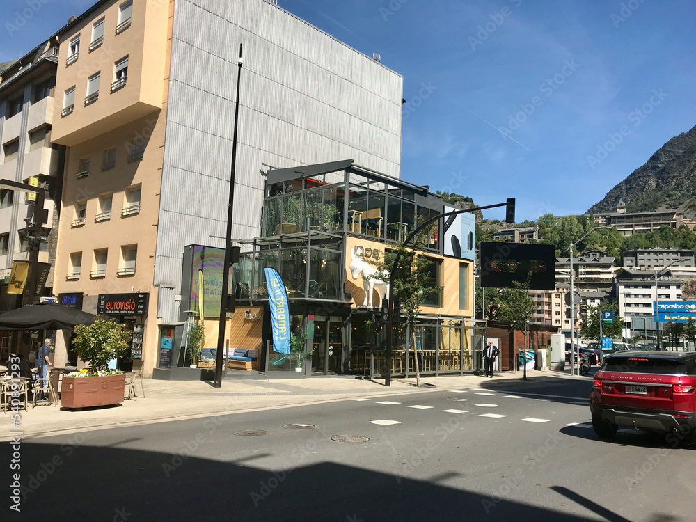 Andorra la Vella, Spain, June 2019 - A truck on a city street