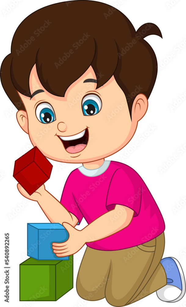 Cute little boy playing with building blocks Cute little boy playing with building blocks