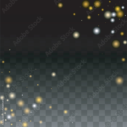 Gold Glitter Vector Texture on a Black. Golden Glow Pattern. Golden Christmas and New Year Snow. Golden Explosion of Confetti. Star Dust. Abstract Flicker Background with a Party Lights Design.
