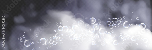 Fényképezés Bath foam with shampoo bubbles isolated on a transparent background