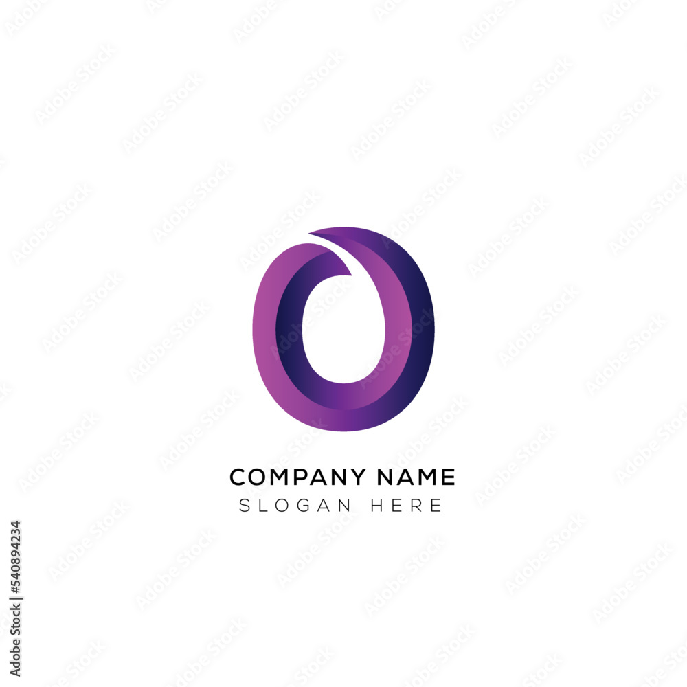 Minimal letter 3d O logo design with gradient