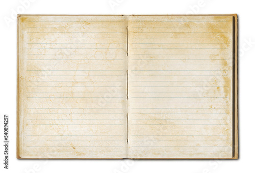 Vintage blank open notebook