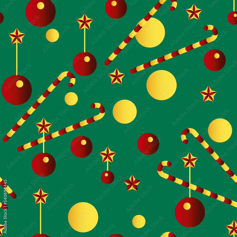 Seamless vector Christmas pattern with stars, balloons and candy canes Seamless vector Christmas pattern with stars, balloons and candy canes