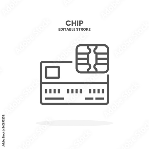 Credit Card Chip line icon. Vector illustration on white background. Editable Stroke and pixel perfect. You can use for web, app and more.