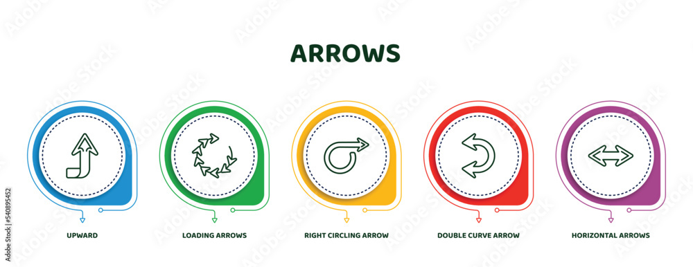 Editable Loading Arrow editable thin line icons with infographic template. infographic for ...