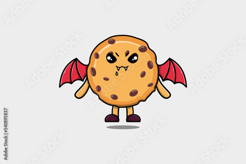 Cute mascot cartoon Biscuits character as dracula with wings in cute modern style 