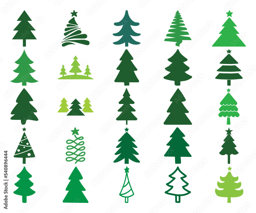 Set of Decorated christmas trees Illustration Set of Decorated christmas trees Illustration