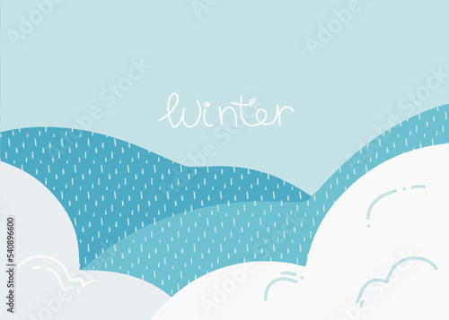 Beautiful abstract banner with a colorful winter landscape. Abstract nature background with snowdrifts. Modern geometric vector poster template.