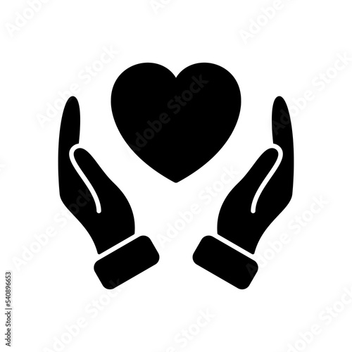 Hands Holding Love Heart. Care, Save, Charity, Volunteering and Donate Concept. Symbol of Goodness, Love, Hope and Mercy. Symbol of Love and Charity. Vector illustration