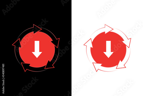 Red download button design.
